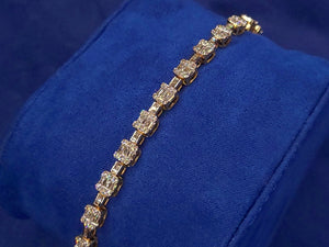 14k Solid Gold VS Baguette Diamond Tennis Bracelet