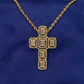 10k Solid Gold Baguette Diamond Cross Pendant