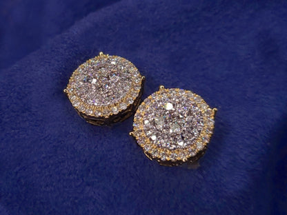 14k Gold 13mm VS Diamond XL Cluster Diamond Earrings