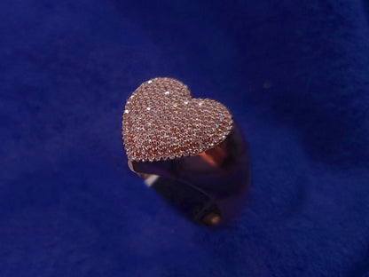10k Rose Solid Gold 3D Diamond Heart Ring - 30016