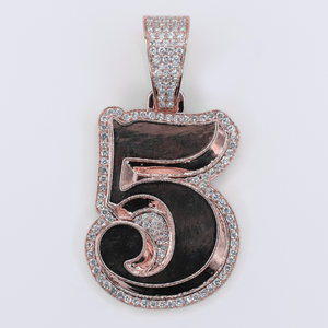 10k Solid Gold Lab Diamond Custom 5 Pendant - 60646