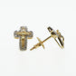 14k Solid Gold VS1 Diamond Jesus Cross Earrings - 50185