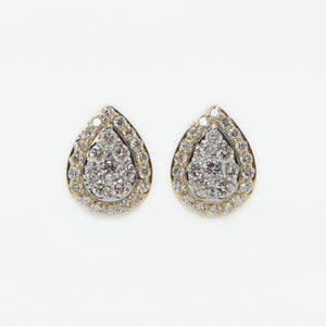 14k Solid Gold 10mm VS1 Diamond Pear Shaped Earrings - 50186