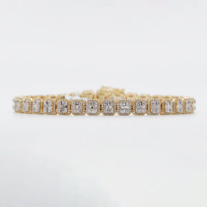 10k Solid Gold 6mm VS Diamond Baguette Square Tennis Bracelet - 20144