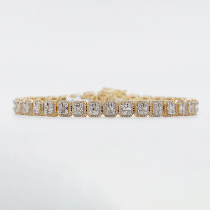 10k Solid Gold 6mm VS Diamond Baguette Square Tennis Bracelet - 20144