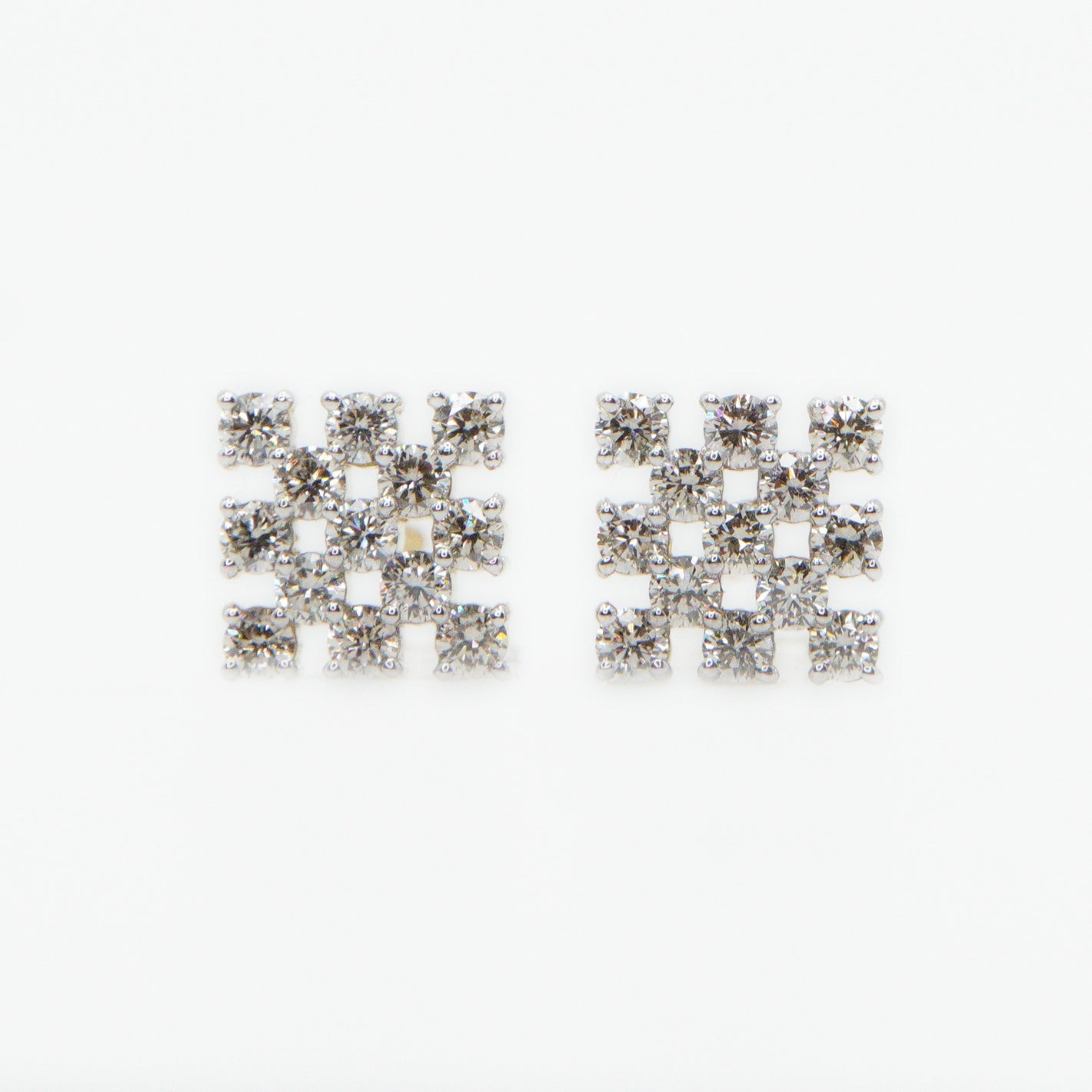 14k Solid Gold 8mm VS1 Diamond Checker Earrings - 50159