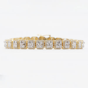 10k Solid Gold 8mm VS Diamond Baguette Square Tennis Bracelet - 20146