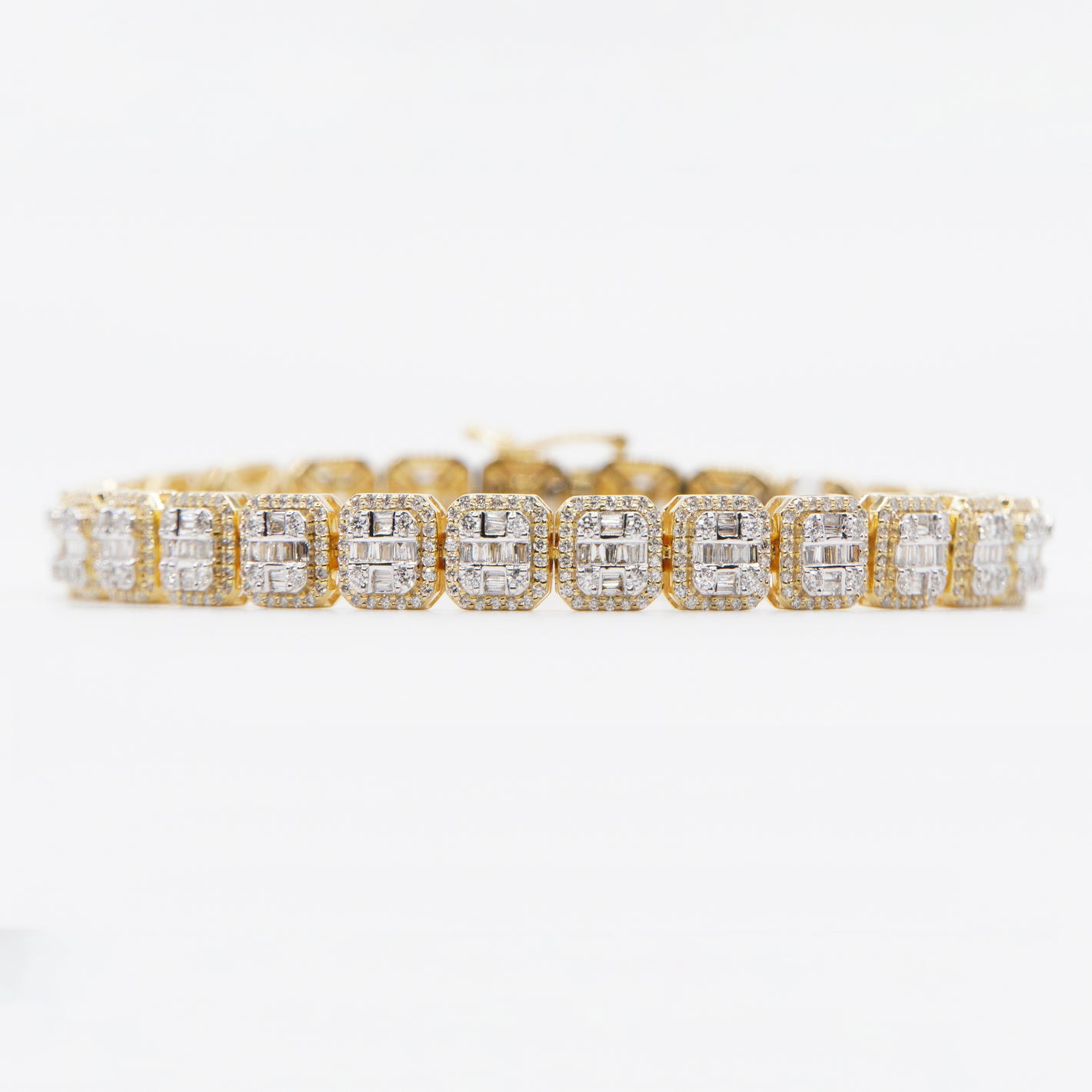 10k Solid Gold 8mm VS Diamond Baguette Square Tennis Bracelet - 20146