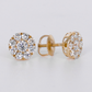 14k Solid Gold 8mm Lab Diamond Cluster Earrings - 50330