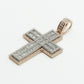 14k Solid Rose Gold VS1 Baguette Diamond 2" 3D Cross - 60244