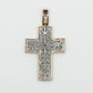 14k Solid Rose Gold VS1 Baguette Diamond 2" 3D Cross - 60244