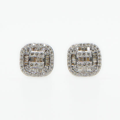 14k Solid Gold 9mm VS1 Diamond Rounded Square Earrings - 50166