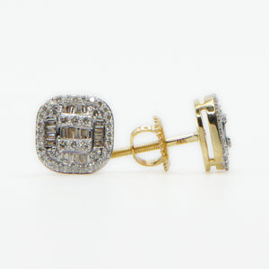 14k Solid Gold 9mm VS1 Diamond Rounded Square Earrings - 50166