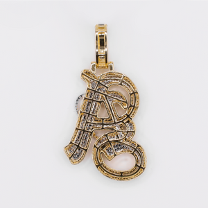 10k Gold Diamond Old English Initial Pendants - 60619
