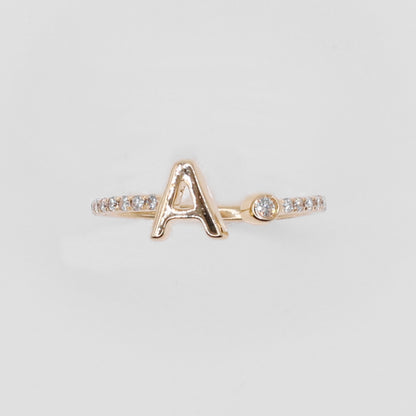 14k Solid Gold Diamond Letter Initial Ring- 30340