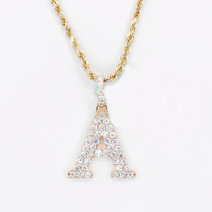 14k Solid Gold Lab Diamond Letter Initial Pendant & Chain Set - 60579