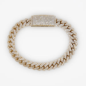 10k Solid Gold 11mm Diamond Edge Cuban Bracelet - 20161