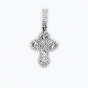 10k Solid Gold and Chandelier Diamond Baguette Cross - Solid Back