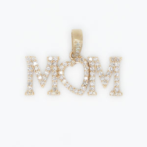 14k Solid Gold Custom VS Diamond Mom Pendant Set