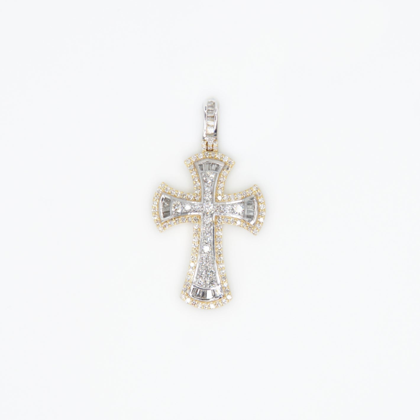 10k Solid Gold VS1 Diamond 1" Baguette 3D Cross - 60130