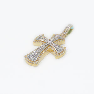 10k Solid Gold VS1 Diamond Baguette 3D Cross
