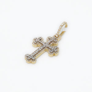 10k Solid Gold Diamond 3D Cross - Solid Back