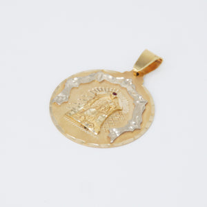 14k Solid Gold St. Mary and Priest Small Pendant