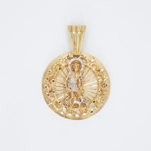 14k Solid Gold St. Lazarus Circular Pendant