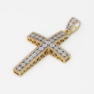 10k Solid Gold Diamond Single Row Elevated Cross - 60358