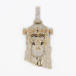 10k Solid Gold VS Diamond Crown of Flowers Jesus Head - 60359