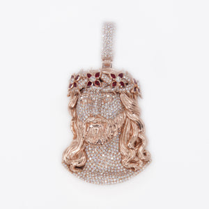 14k Solid Rose Gold VVS/VS1 Diamond Royal Jesus Head - 60366