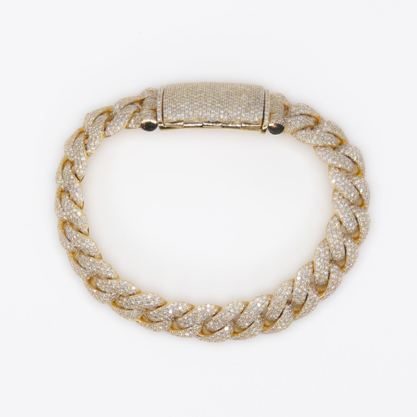 10k Solid Gold 13mm Diamond Cuban Bracelet - 20166