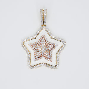 14k Solid Gold Diamond 3D XL Star Pendant