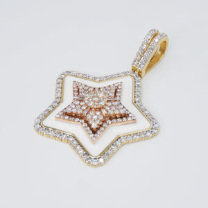 14k Solid Gold Diamond 3D XL Star Pendant