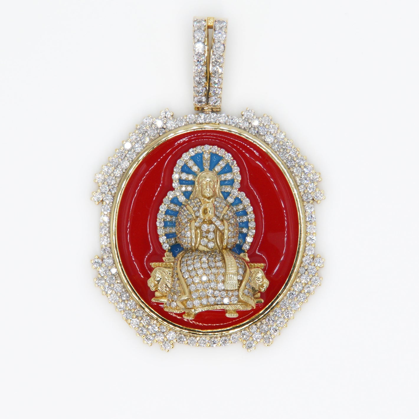 14k Solid Gold VS Diamond Sitting Jesus Pendant - 60052