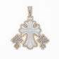 14k Solid Gold VS1 Diamond & Mother Of Pearl Triple Cross Pendant - 60367