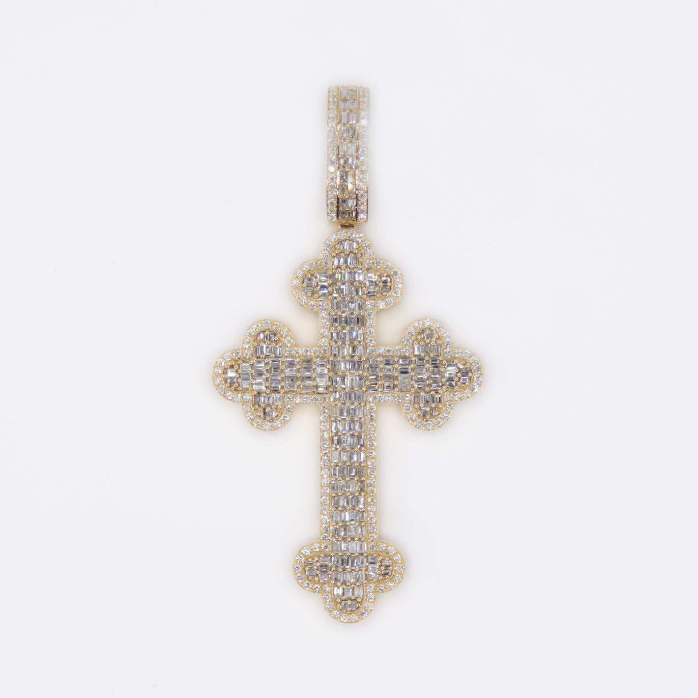 14k Solid Gold VS1 Diamond Baguette Motif Cross - 60361