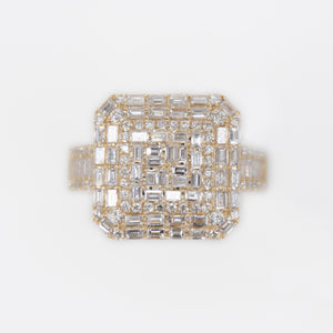 14k Solid Gold VS1 Baguette Diamond Square Cake Ring - 30254