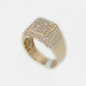 14k Solid Gold VS1 Baguette Diamond Square Cushion Pinky Ring - 30255