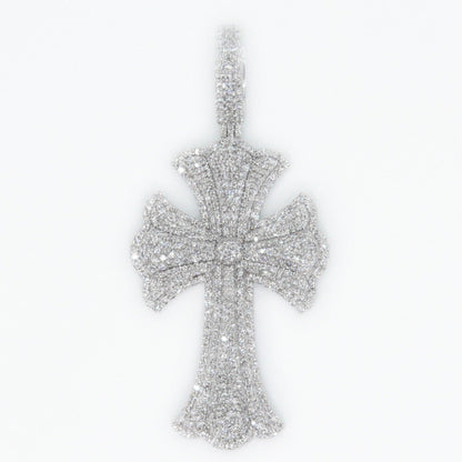 10k Solid Gold and VS1 Diamond Cathedral Cross - Solid Back