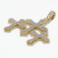 10k Solid Gold Diamond 3D Baguette Triple Cross Pendant - 60368