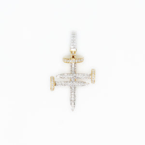 14k Solid Yellow Gold Diamond Nail Cross Pendant
