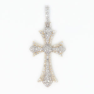 10k Solid Gold VS1 Diamond Medium Cathedral Cross Pendant