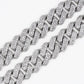 14k Solid White Gold 13.5mm Diamond Cuban Chain - 10104