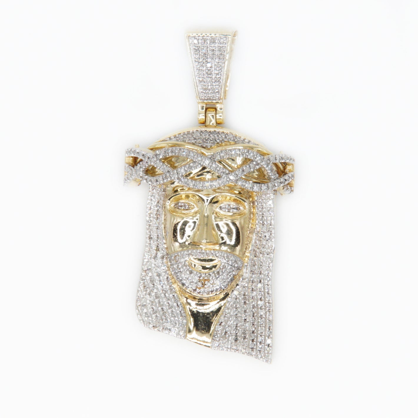 10k Solid Gold Diamond 1.75" Jesus Head