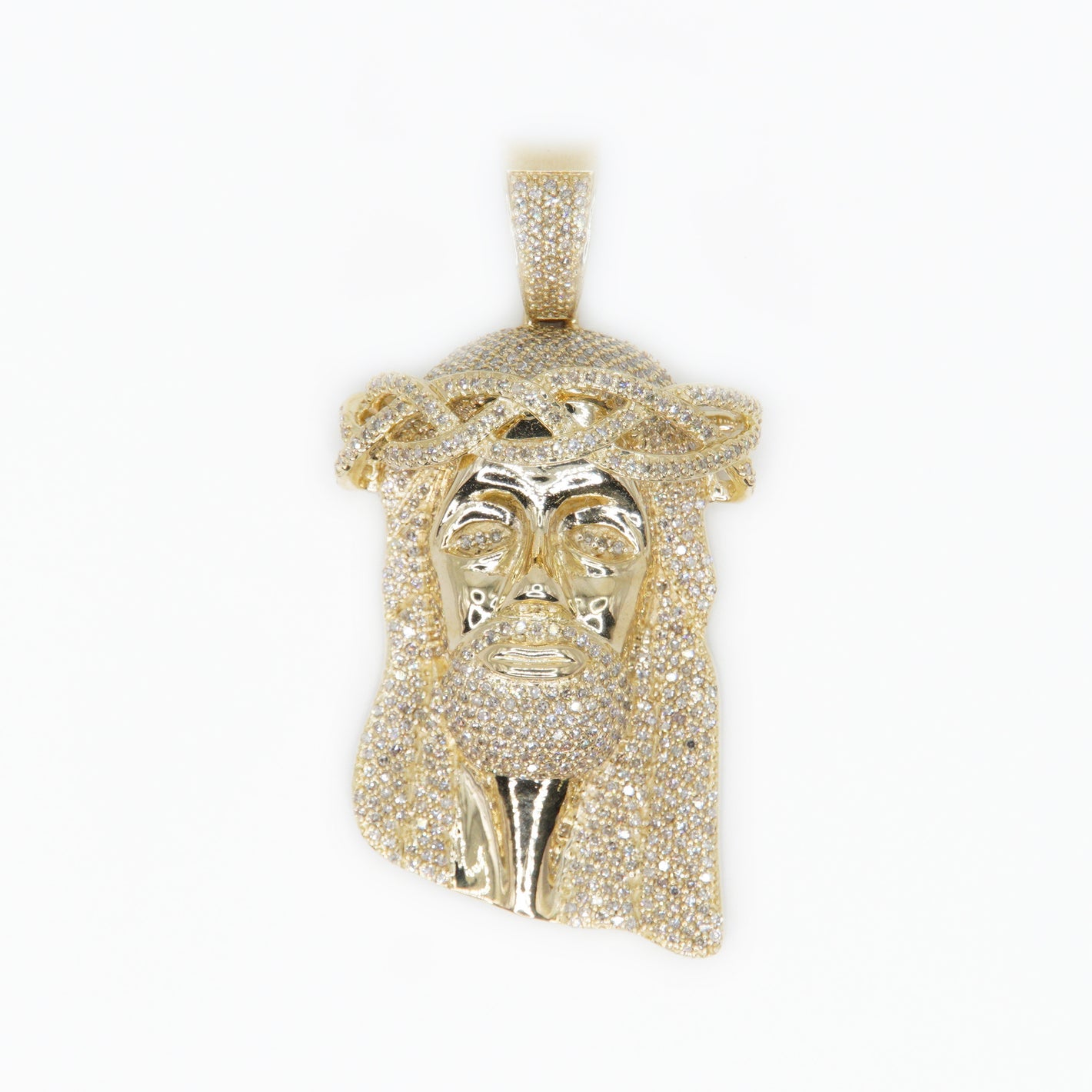 10k Solid Gold Diamond Medium Jesus Head
