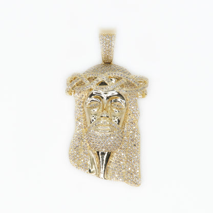 10k Solid Gold Diamond 2.25" Jesus Head - 60094