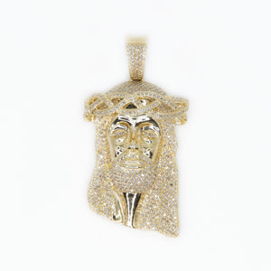 10k Solid Gold and Diamond Jesus Head - 60004