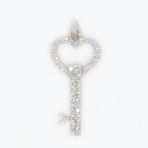 10k Solid Gold & VS1 Diamond Heart Key Pendant