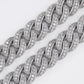 10k Solid White Gold 15mm Diamond Center Pointer Miami Cuban Chain - 10109